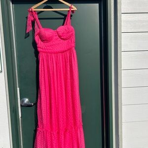 Bright Pink Strapless Maxi Dress